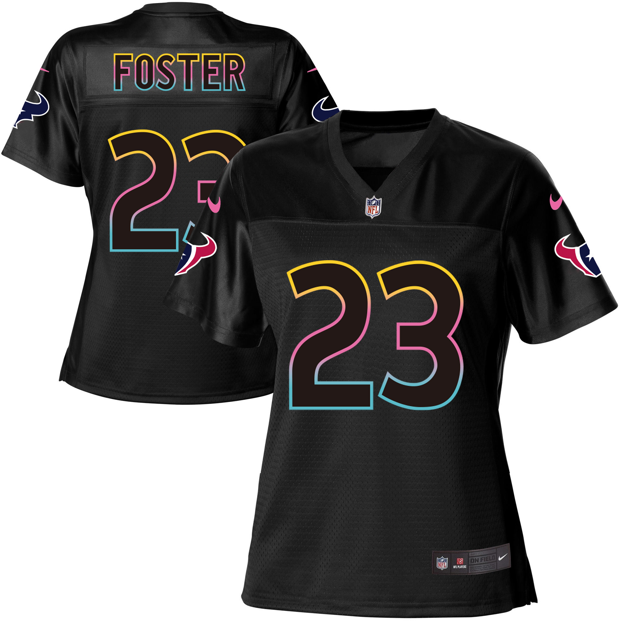 Women's Game Arian Foster Nike Jersey Black - #23 Fashion NFL Houston Texans